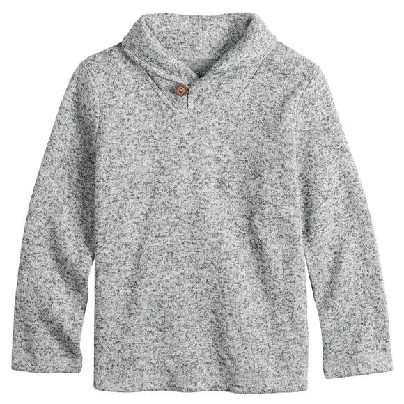 Kid's Boy's 4-8 Gray White J.B Shawl Long Sleeve Pullover Sweater - Picture 1 of 1